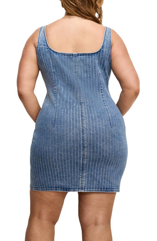 Shop Good American Rhinestone Denim Shift Dress In Indigo728