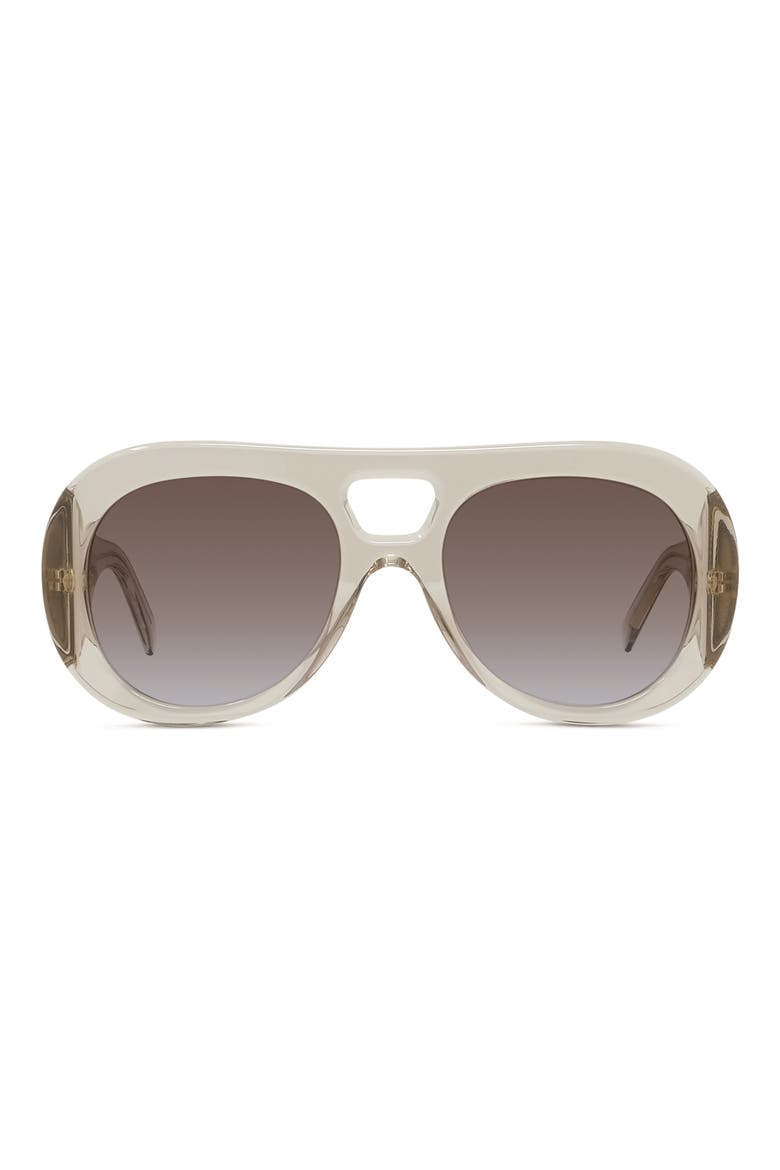 Bold 53mm Gradient Round Sunglasses, Main, color, SHINY BEIGE / GRADIENT BROWN