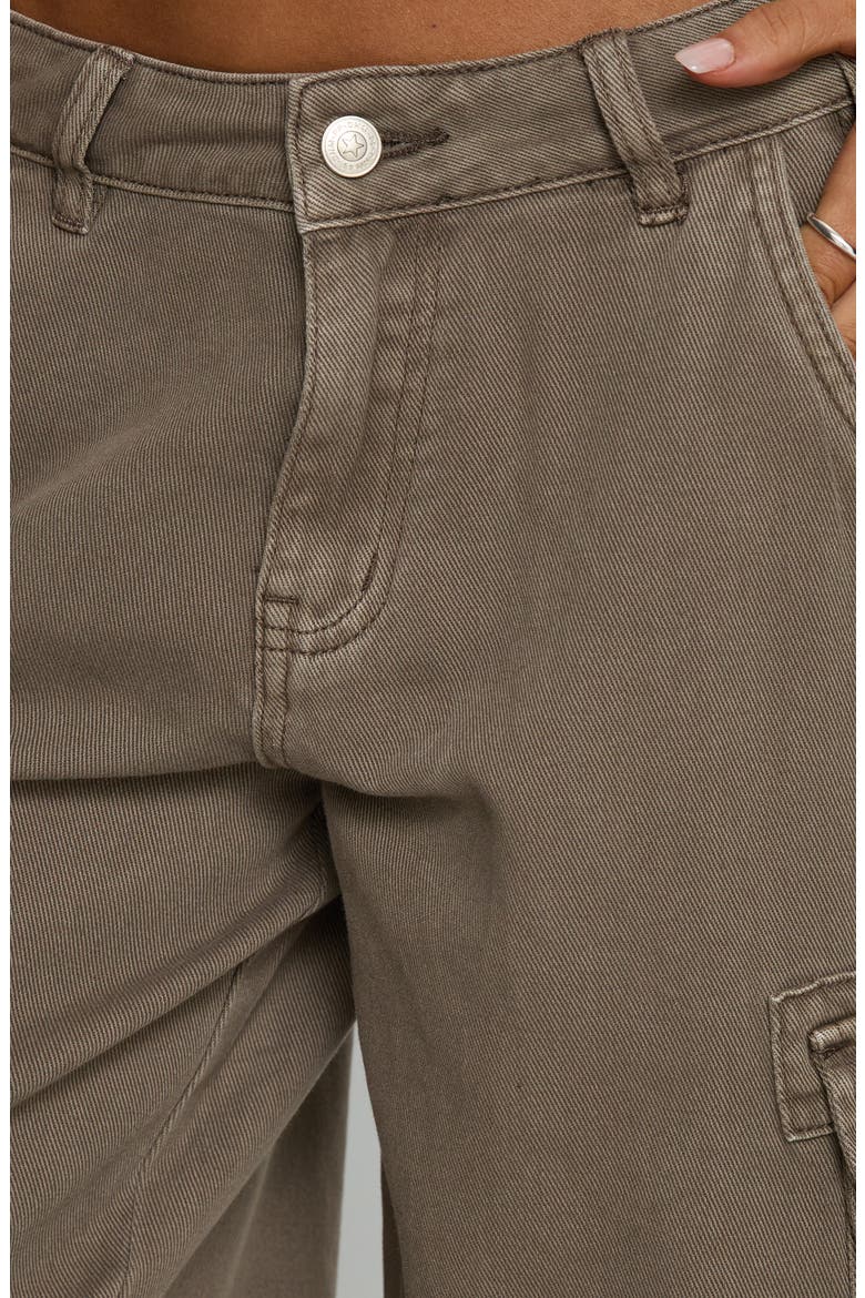 Hudsen Low Rise Longline Denim Cargo Shorts, Alternate, color, KHAKI