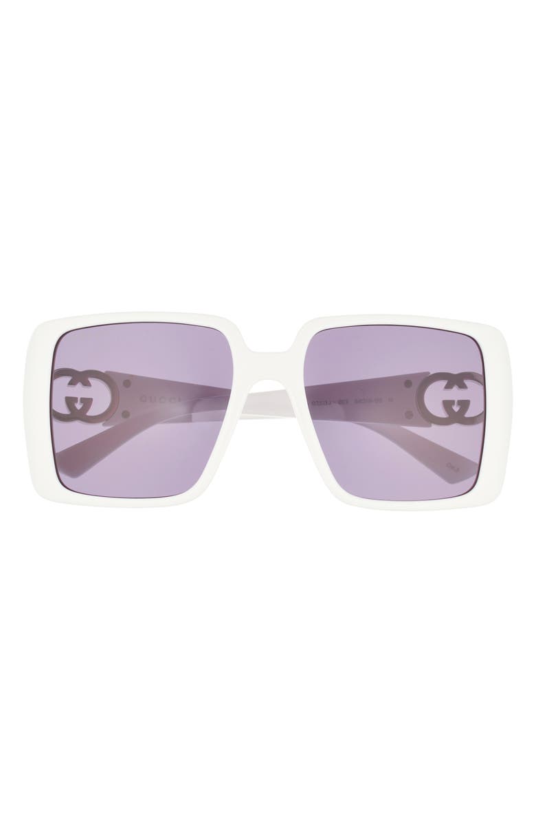 Gucci 54mm Square Sunglasses, Main, color, White White Grey