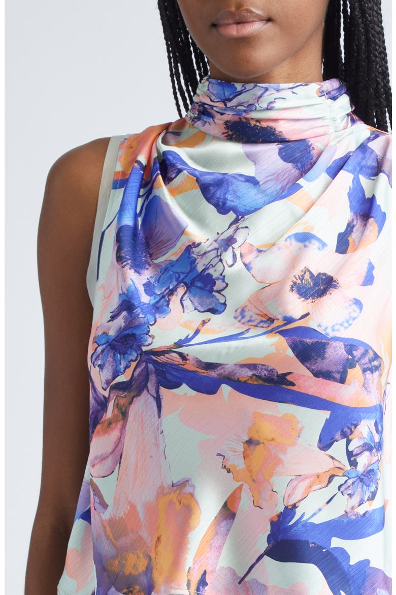 Lina Floral Print Sleeveless Top, Alternate, color, SEAFOAM MULTI