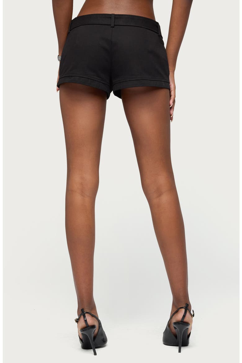 Thea Belted Low Rise Twill Shorts, Alternate, color, BLACK