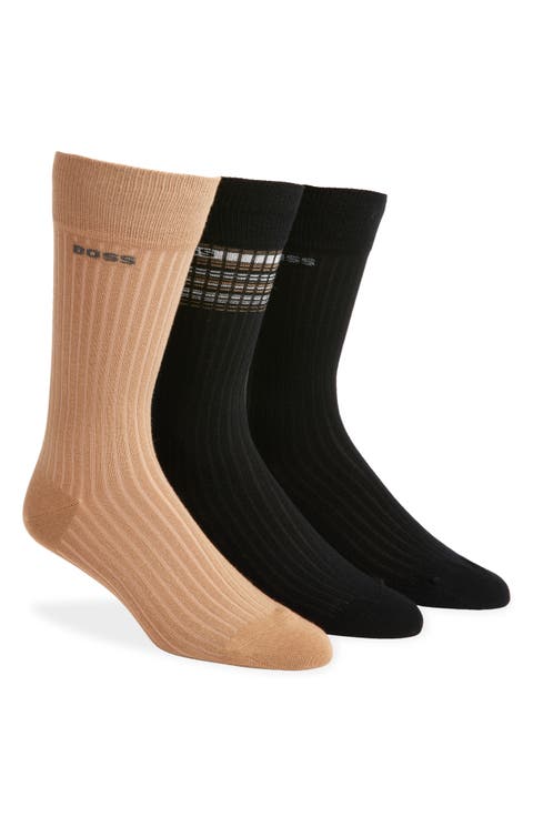 Assorted 3-Pack Cotton Blend Dress Socks