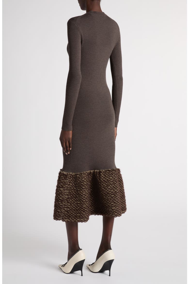 Ribbed Wool Blend Midi Dress, Alternate, color, DARK BROWN
