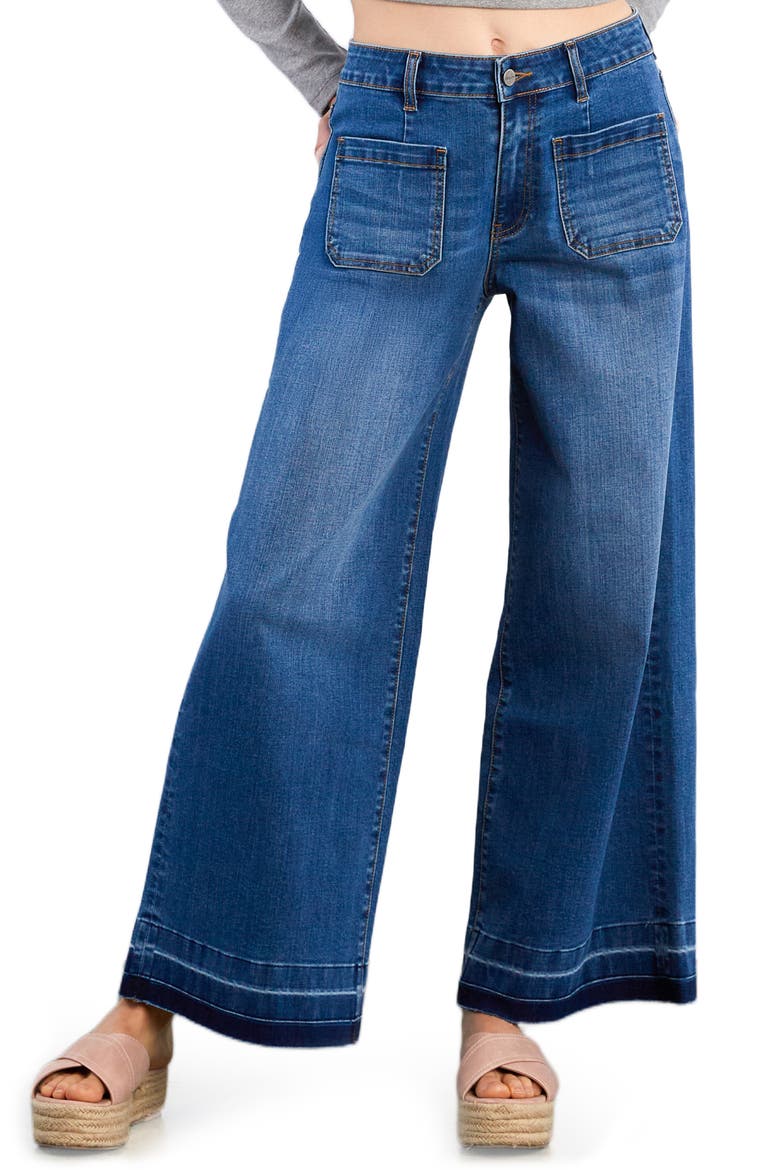 Lucy Patch Pocket Wide Leg Jeans, Alternate, color, MATE BLUE