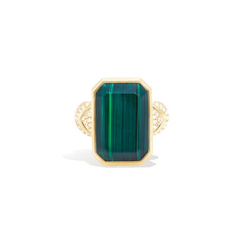 Campbell + Charlotte Spark Chevron Emerald Cut Cocktail Ring In Multi