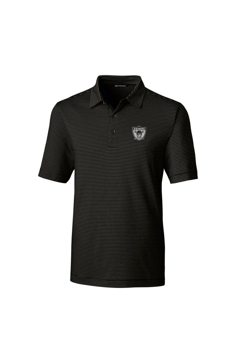 Cutter & Buck Men's Cutter & Buck Black Las Vegas Raiders Throwback Logo Big & Tall Forge Pencil Stripe Stretch Polo, Alternate, color, 