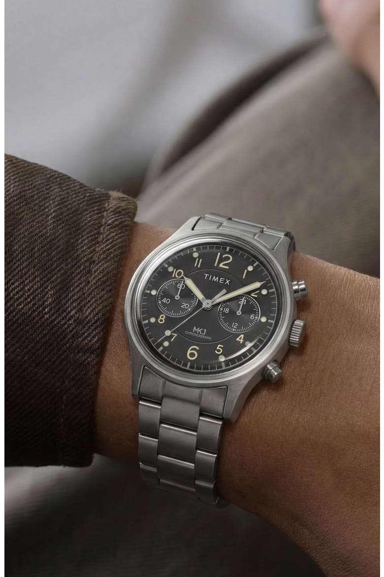 MK1 Chronograph Bracelet Watch, 40mm, Alternate, color, SILVER-TONE