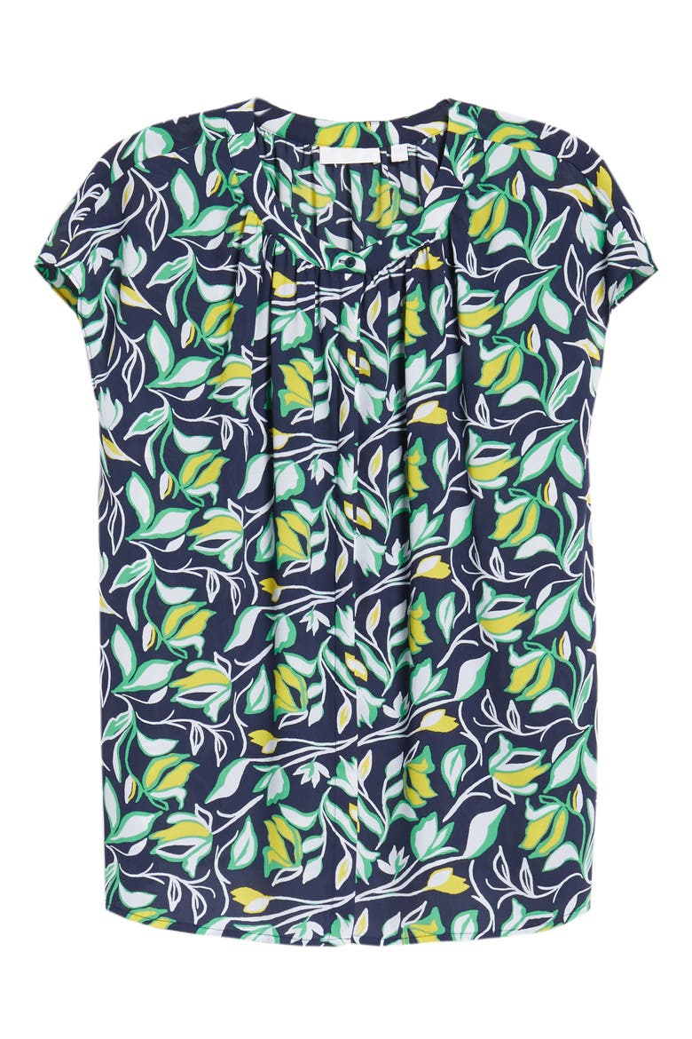 Hidden Button Blouse, Alternate, color, NAVY FLORAL