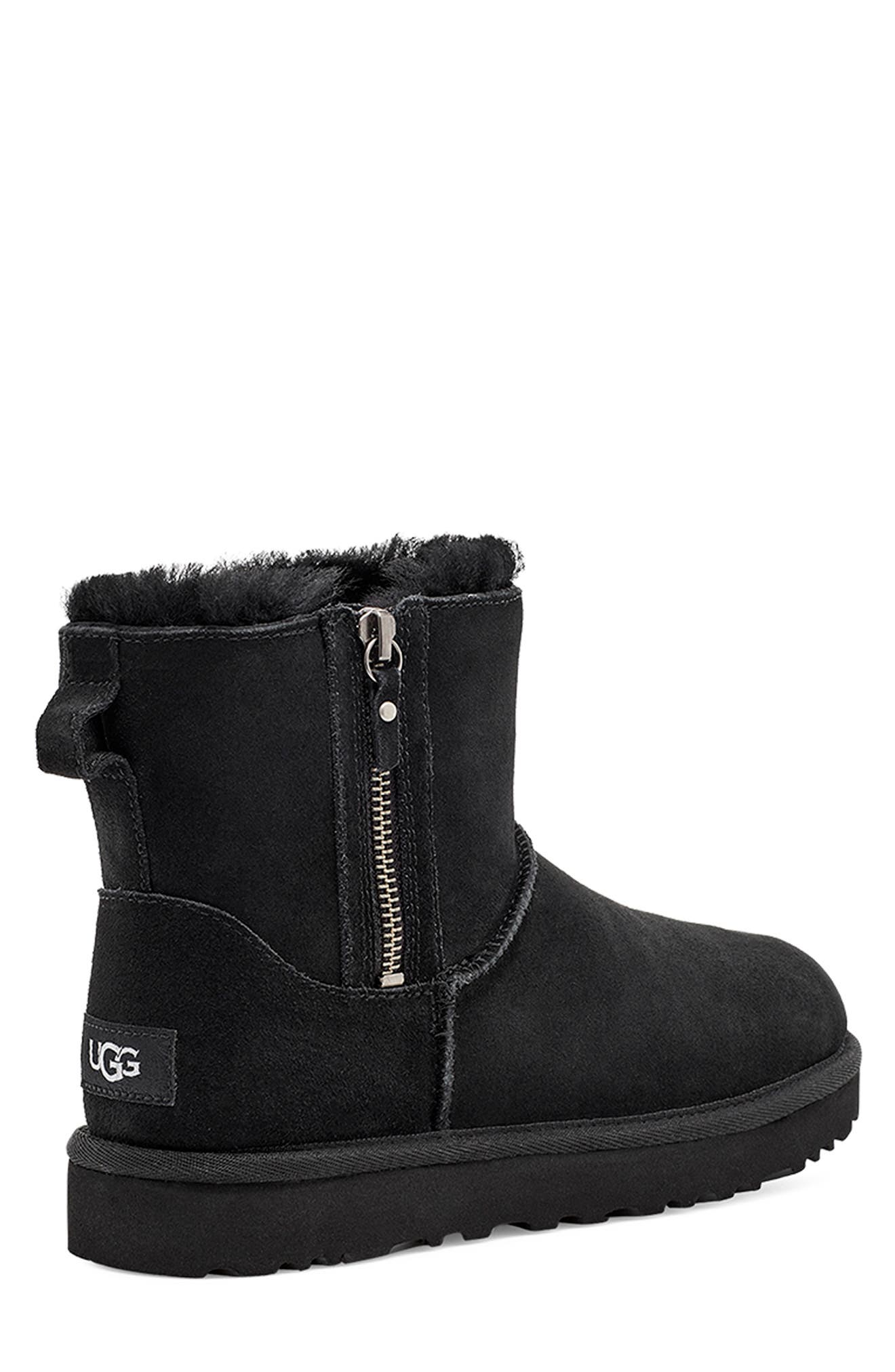 UGG<sup>®</sup> Classic Suede Mini Double Zip Genuine Shearling Boot, Alternate, color, 