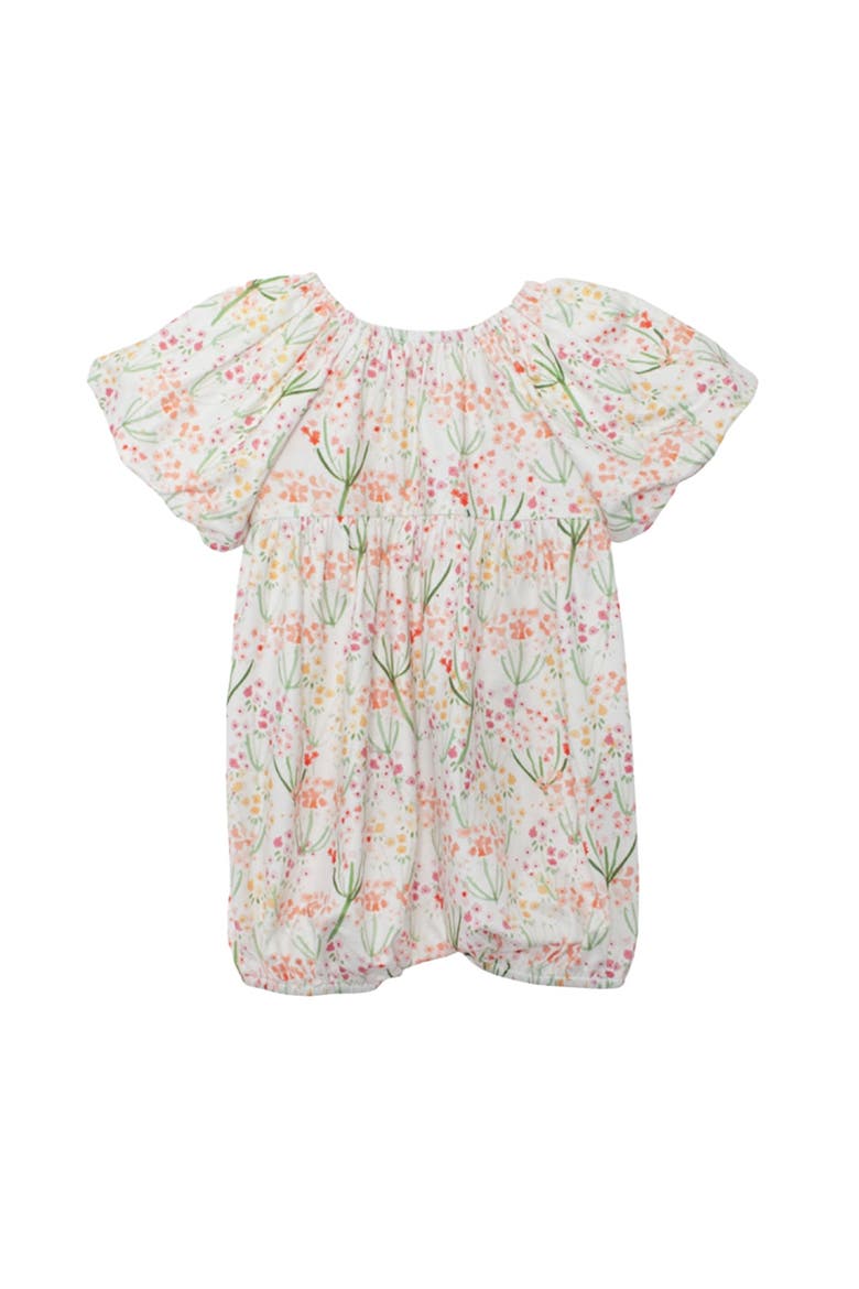 Springtime Garden Short Puff Sleeve Romper, Alternate, color, Orange