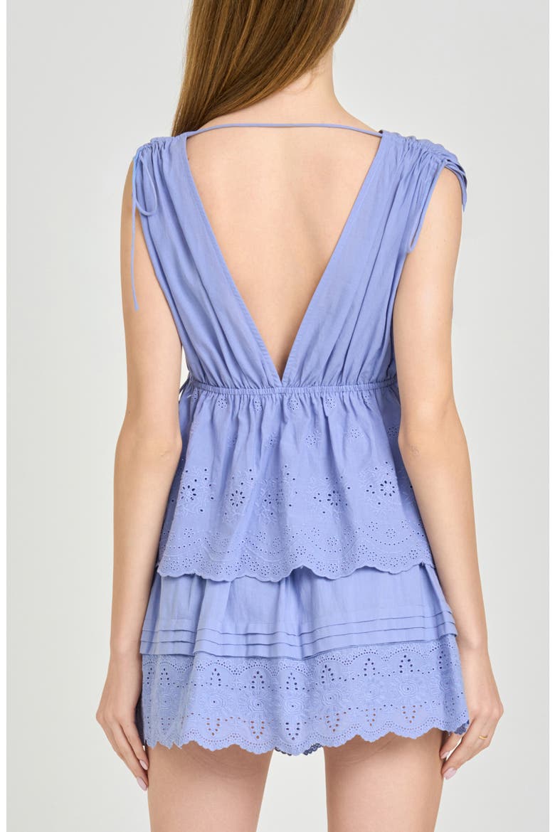 x Hannah Lovey Porter Goldie Cotton Eyelet Top (Nordstrom Exclusive), Alternate, color, CHAMBRAY