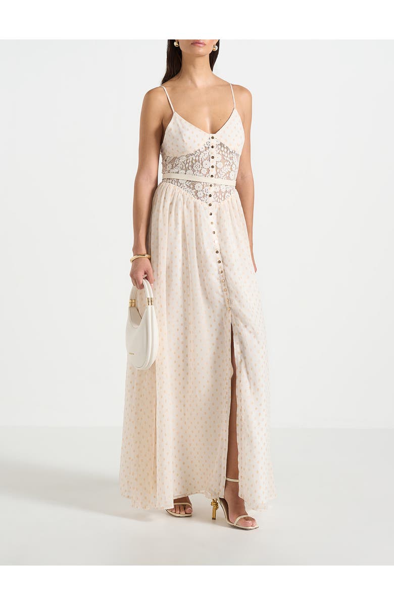 Manière De Voir Rosie Lace Corset Maxi Dress, Main, color, Cream