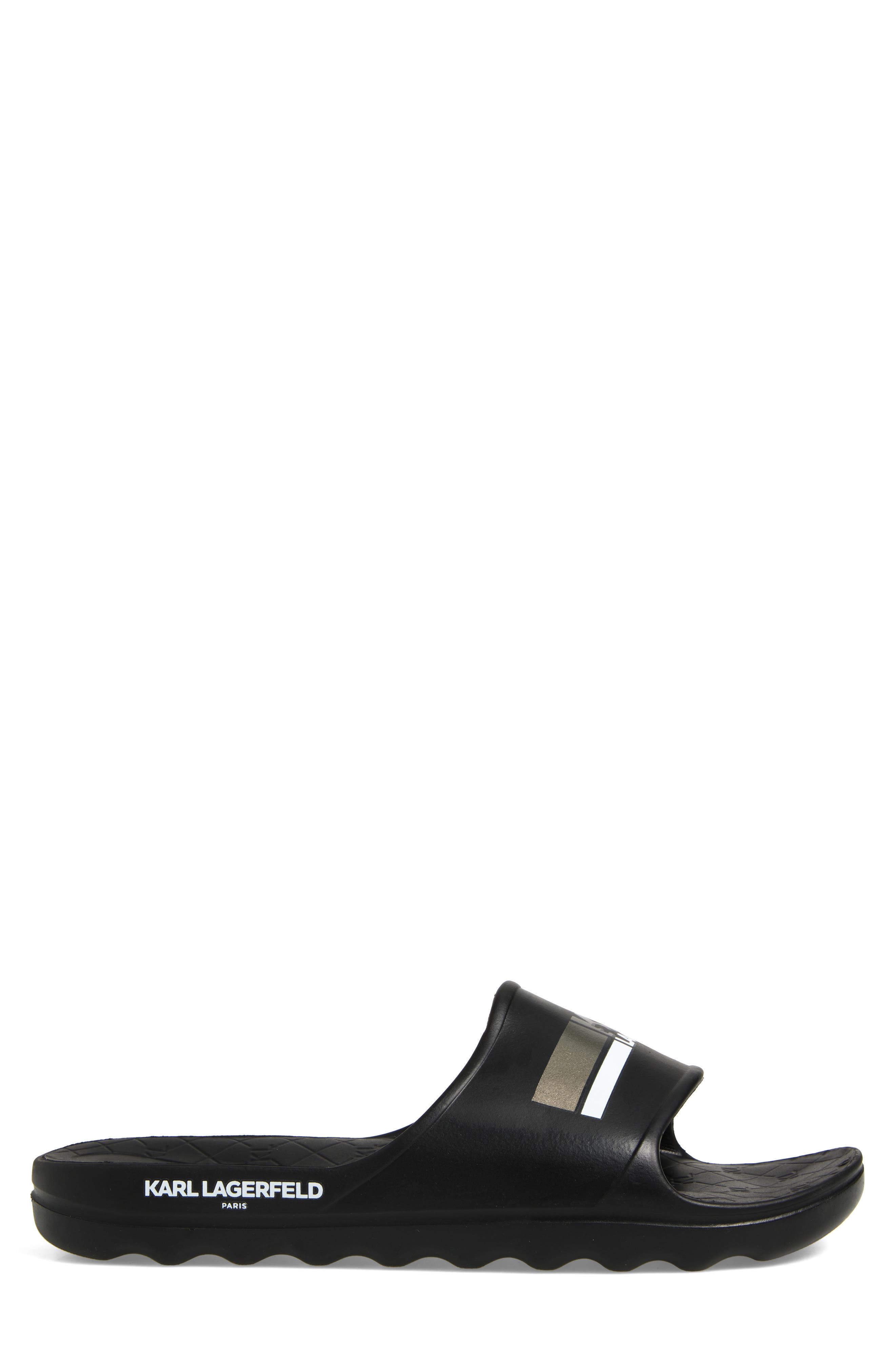 KARL LAGERFELD PARIS Stripe Logo Pool Slide, Alternate, color, 
