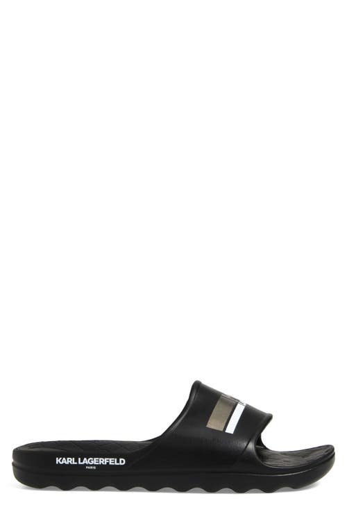 Karl Lagerfeld Paris Stripe Logo Pool Slide In Black