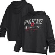 PRESSBOX Women's Pressbox Black Ohio State Buckeyes Castillo Slub Waist Length Long Sleeve Hooded T-Shirt