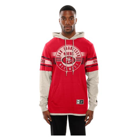 Men's New Era  Scarlet San Francisco 49ers Twofer Layered Long Sleeve Hoodie T-Shirt