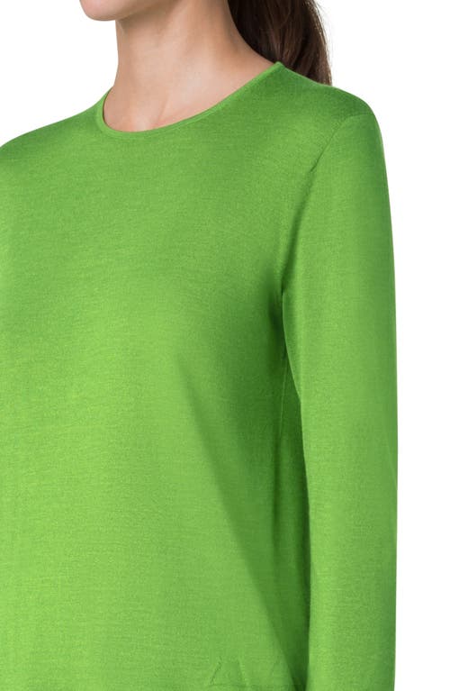 Akris Cashmere & Silk Fine Rib Sweater In Grass Green