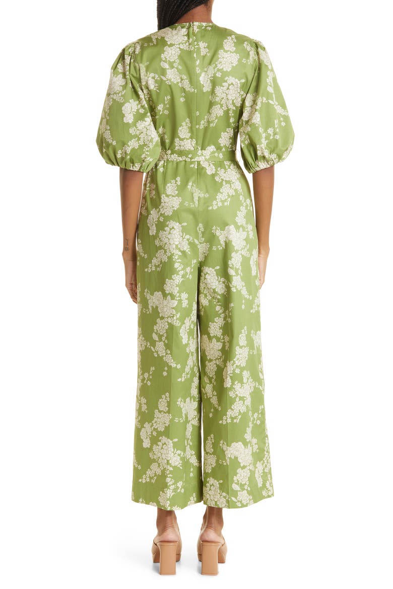 Gab Floral Print Tie Waist Wide Leg Cotton Jumpsuit, Alternate, color, GABRIELLE FLEUR MANZ
