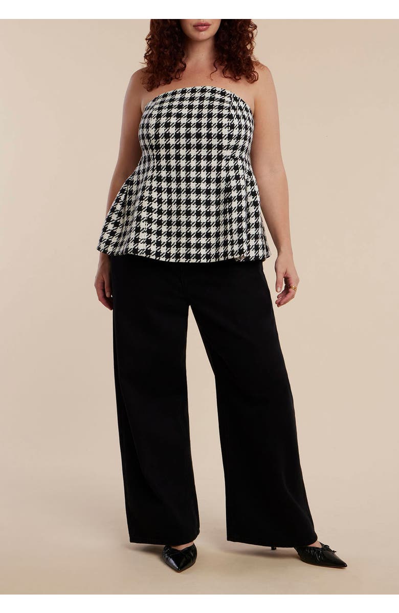 ELOQUII Houndstooth Bustier, Alternate, color, Black White Houndstooth