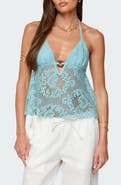 EDIKTED Open Knit Babydoll Halter Top