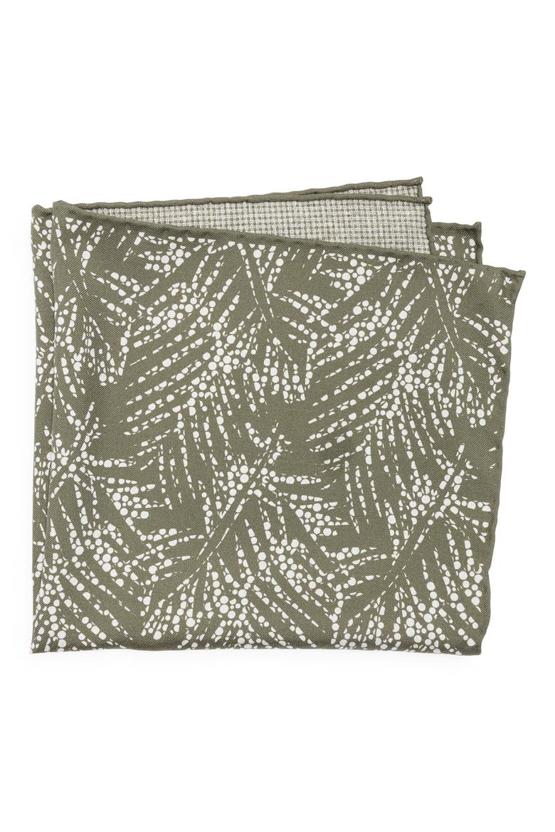 Print Silk Pocket Square, Main, color, OPEN GREEN