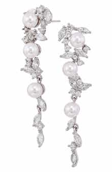 SAVVY CIE JEWELS Cubic Zirconia & Faux Pearl Cascade Earrings