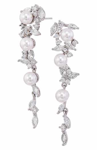 SAVVY CIE JEWELS Cubic Zirconia & Faux Pearl Cascade Earrings