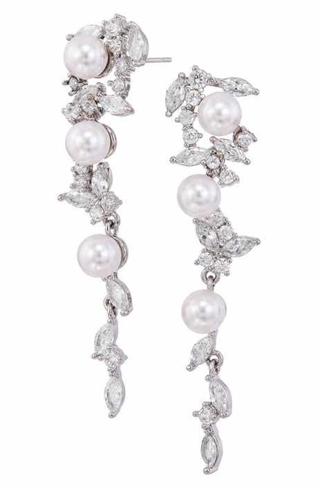 SAVVY CIE JEWELS Cubic Zirconia & Faux Pearl Cascade Earrings