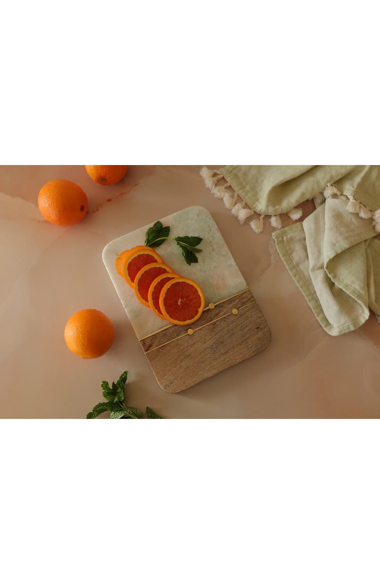 Foreside Home and Garden Elise Light Green Onyx Marble Serving Board, Alternate, color, White