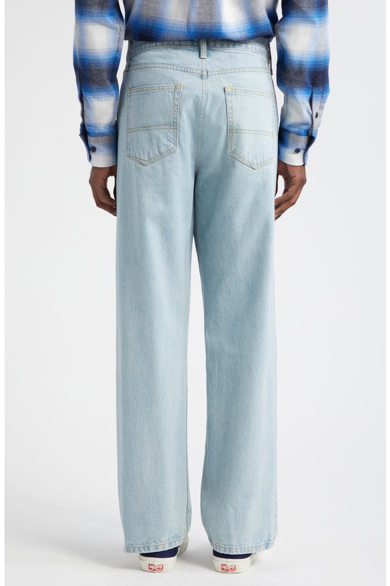 Pleated Selvedge Straight Leg Jeans, Alternate, color, LIGHT WASH