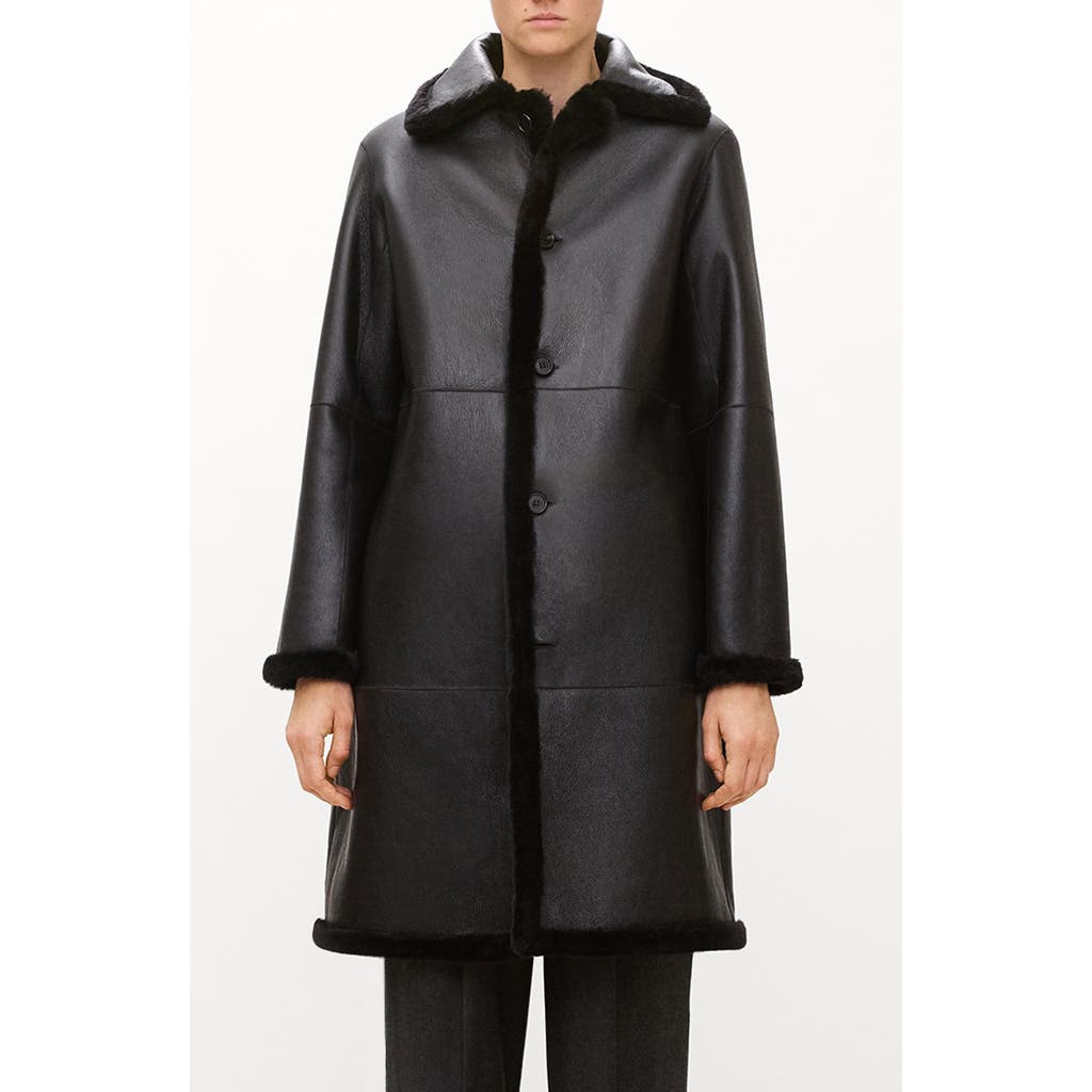 Theory Genuine Shearling Trench Coat In Black - 001