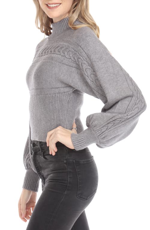 Rain And Rose Mock Neck Rib Sweater In Gray