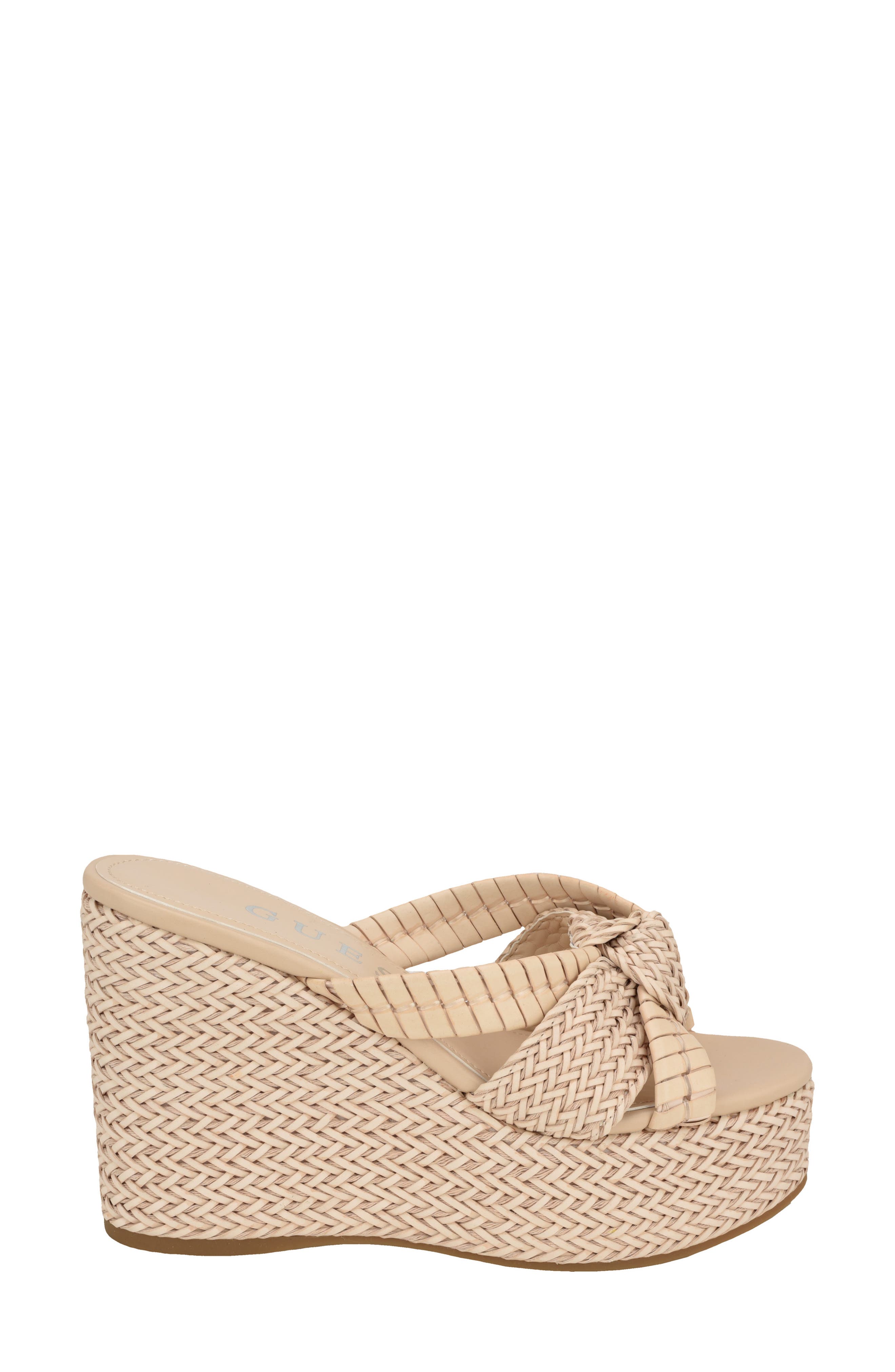 GUESS Eveh Platform Wedge Sandal, Alternate, color, Light Natural 110