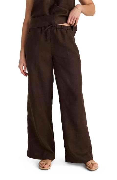 Linen Wide Leg Drawstring Pants