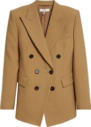 Chloé Double Breasted Virgin Wool Grain de Poudre Blazer