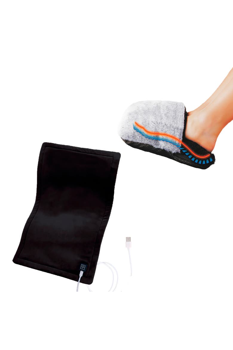 Heat & Relaxation Duo Foot Warmer & XL Heating Pad Set, Main, color, Black