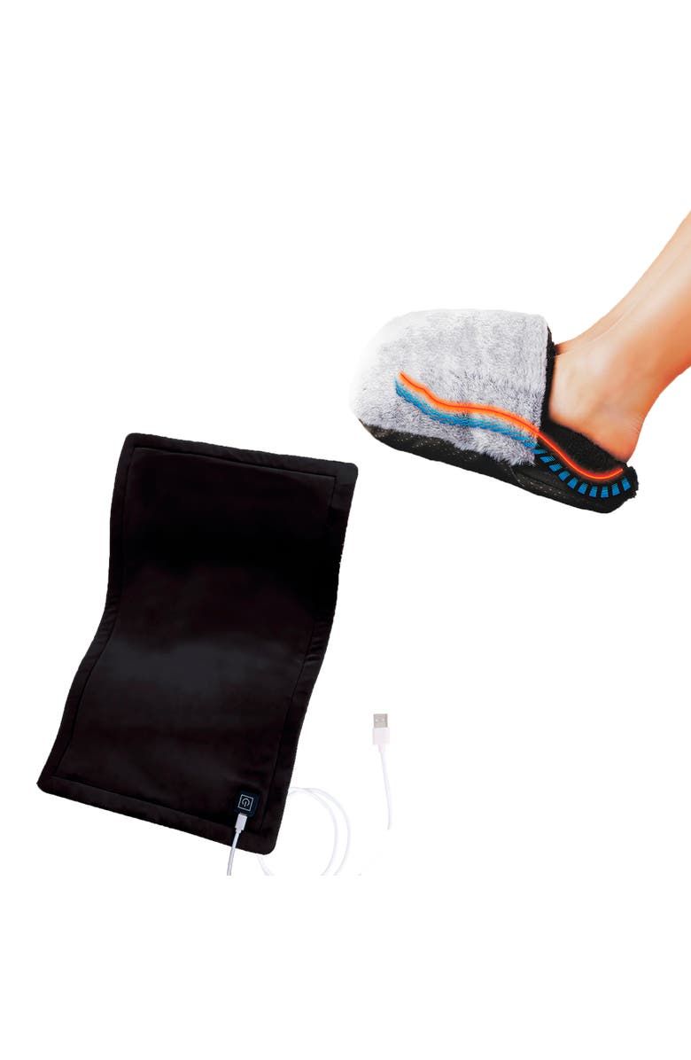 PURSONIC Ultimate Heat & Relaxation Duo Foot Warmer + XL Heating Pad Bundle, Main, color, Black