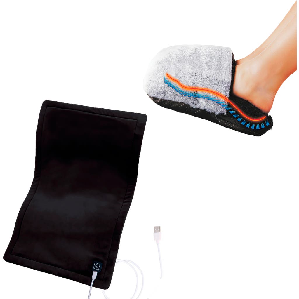 Pursonic Ultimate Heat & Relaxation Duo Foot Warmer + Xl Heating Pad Bundle In Black