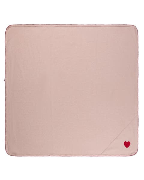 Baby Heart-Embroidered Textured Swaddle Blanket