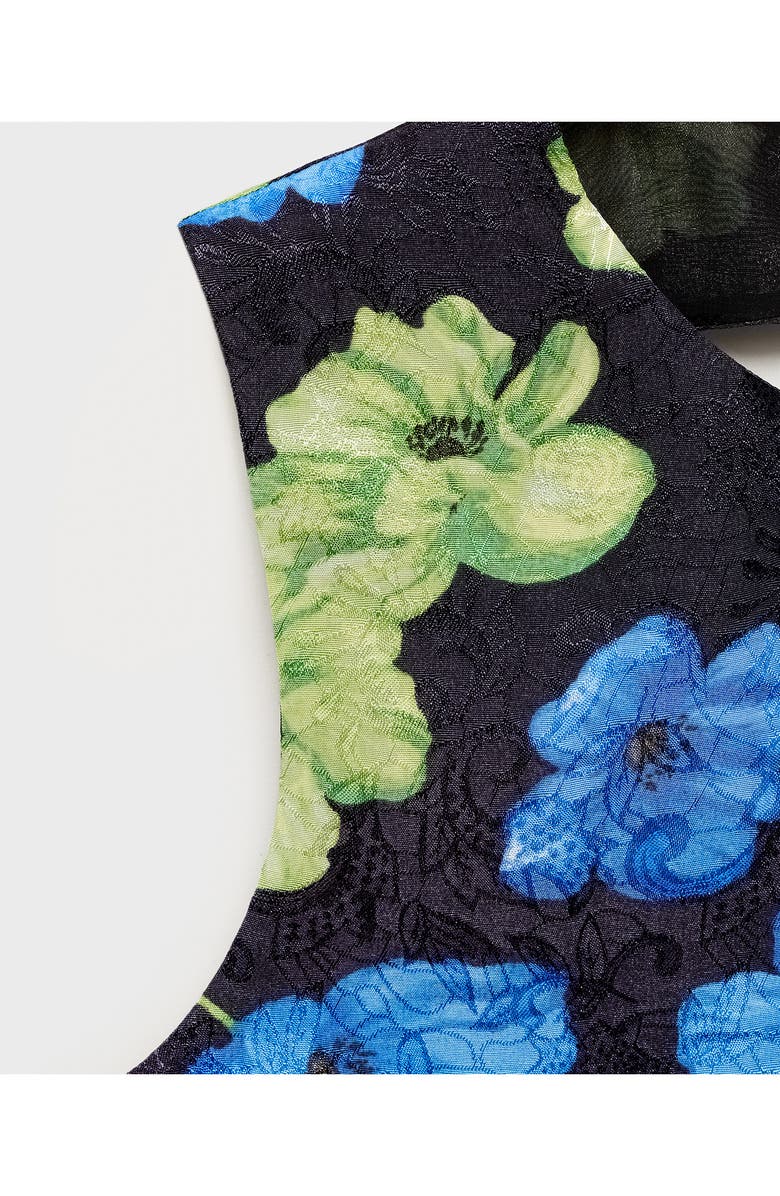 MANGO Open Back Floral Top, Alternate, color, Black