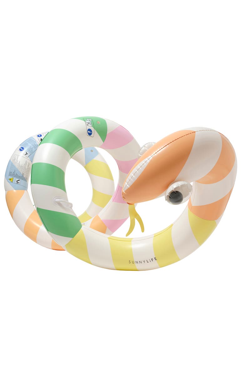 Sunnylife Giant Inflatable Noodle, Poolside Sorbet Stripe, 96" Snake Tube, Main, color, 