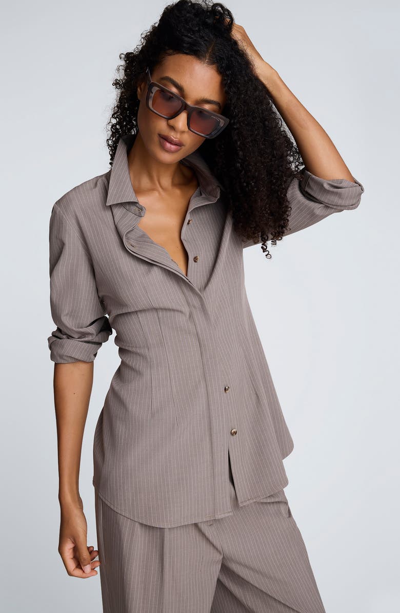 Kenneth Cole Stripe Shirt, Alternate, color, Brown Sugar Heather