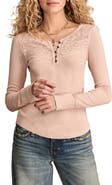 Lucky Brand Lace Yoke Cotton Henley