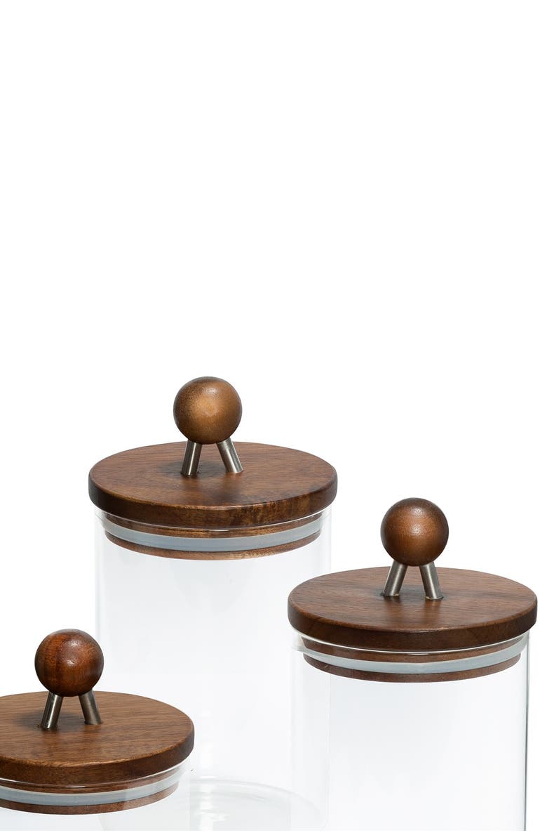 HONEY-CAN-DO Acacia Glass Canisters - Set of 3, Alternate, color, 