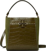Tory Burch McGraw Small Embossed Leather Bucket Bag