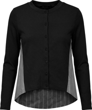 Diciannove Striped Panel Button Front Cropped Cardigan Shirt with High Low Hem