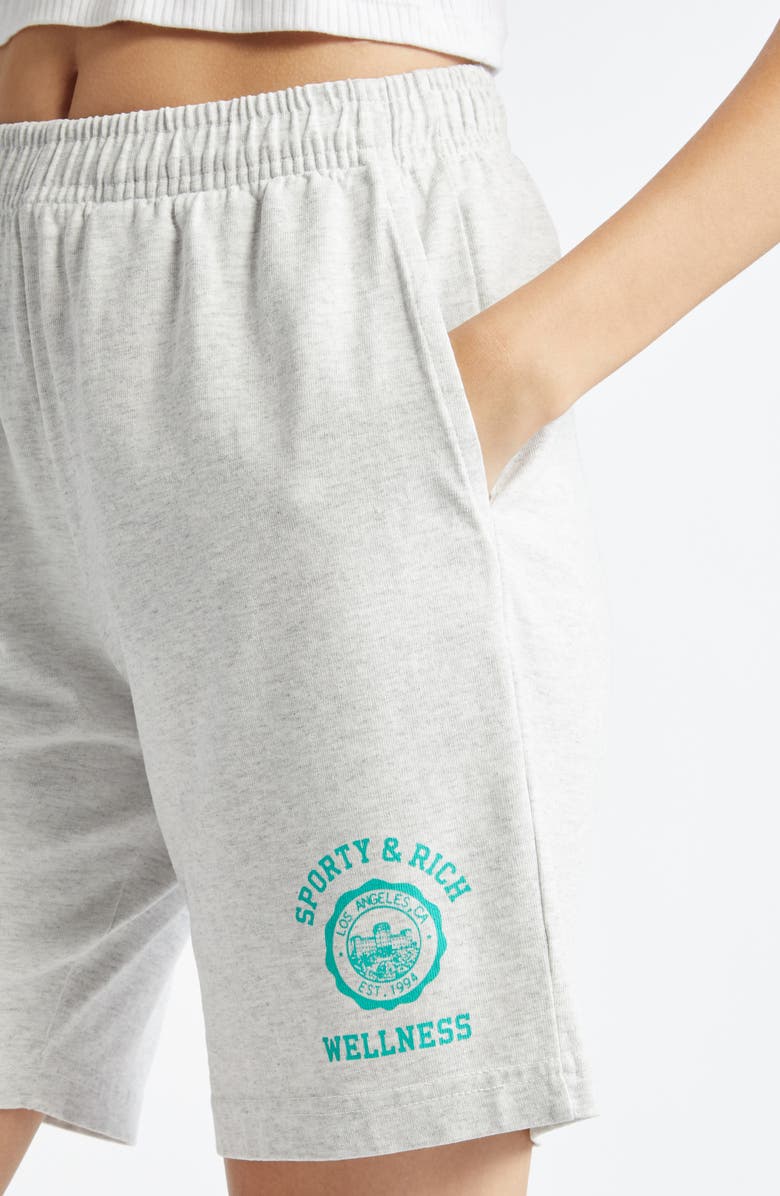Sporty & Rich Emblem Cotton Blend Graphic Sweat Shorts, Alternate, color, 