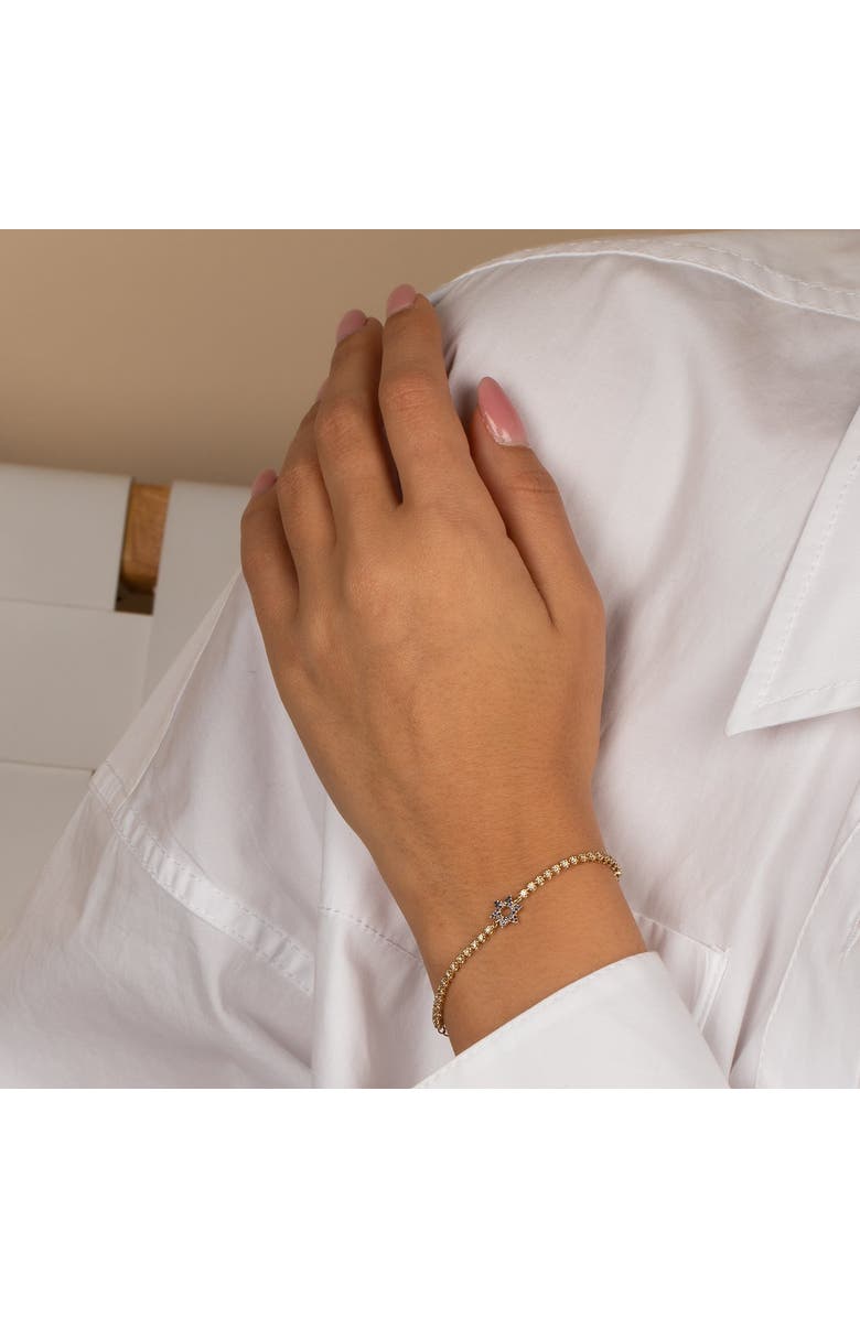 BY ADINA EDEN Diamond X Sapphire Blue Star Of David Tennis Bracelet 14K, Alternate, color, 14K Gold