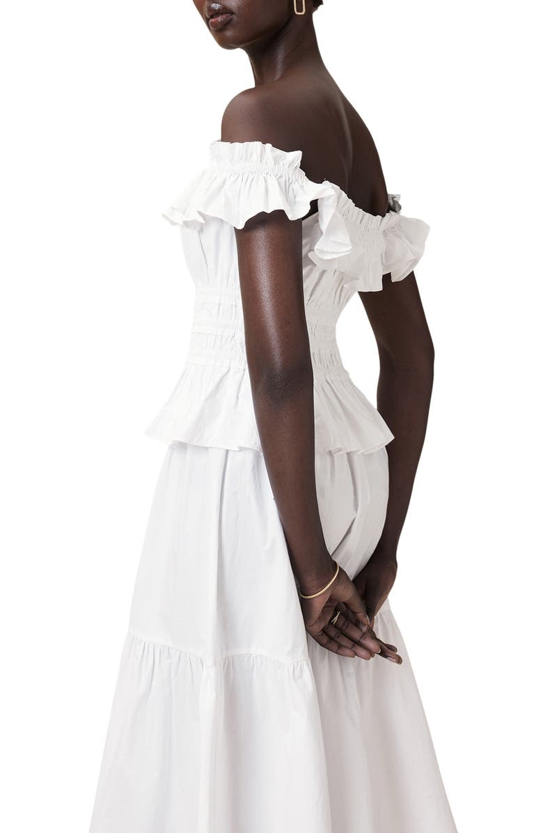 AllSaints Halia Ruffle Cotton Poplin Midi Sundress, Alternate, color, 